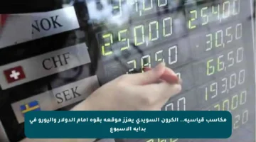 مكاسب قياسية.. الكرون السويدي يعزز موقعه بقوة أمام الدولار واليورو في بداية الأسبوع